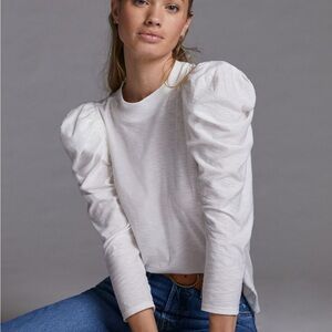 Anthropolgie White Puff Sleeve Top